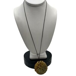 Hand Carved Chinese Jade Jadeite Fish Koi Mythical Pendant Plaque Necklace 37g